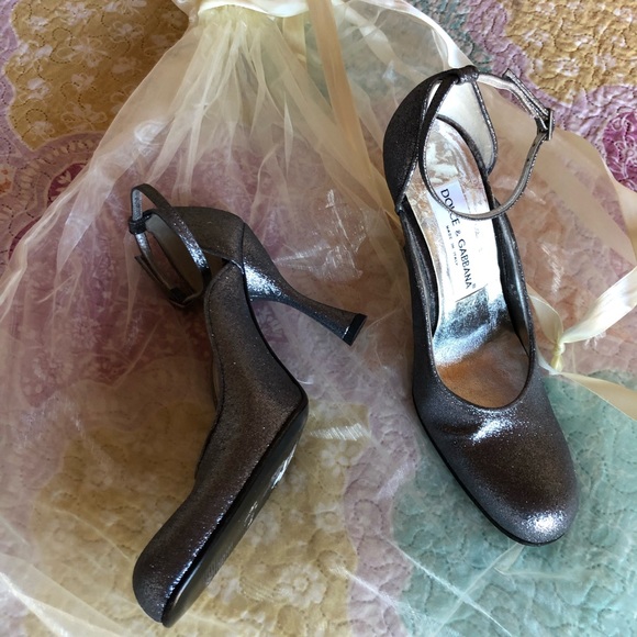 DOLCE & GABBANA Pewter Silver Glitter Heels! Magnificent! NWOT/ Made in Italy. - Picture 8 of 16